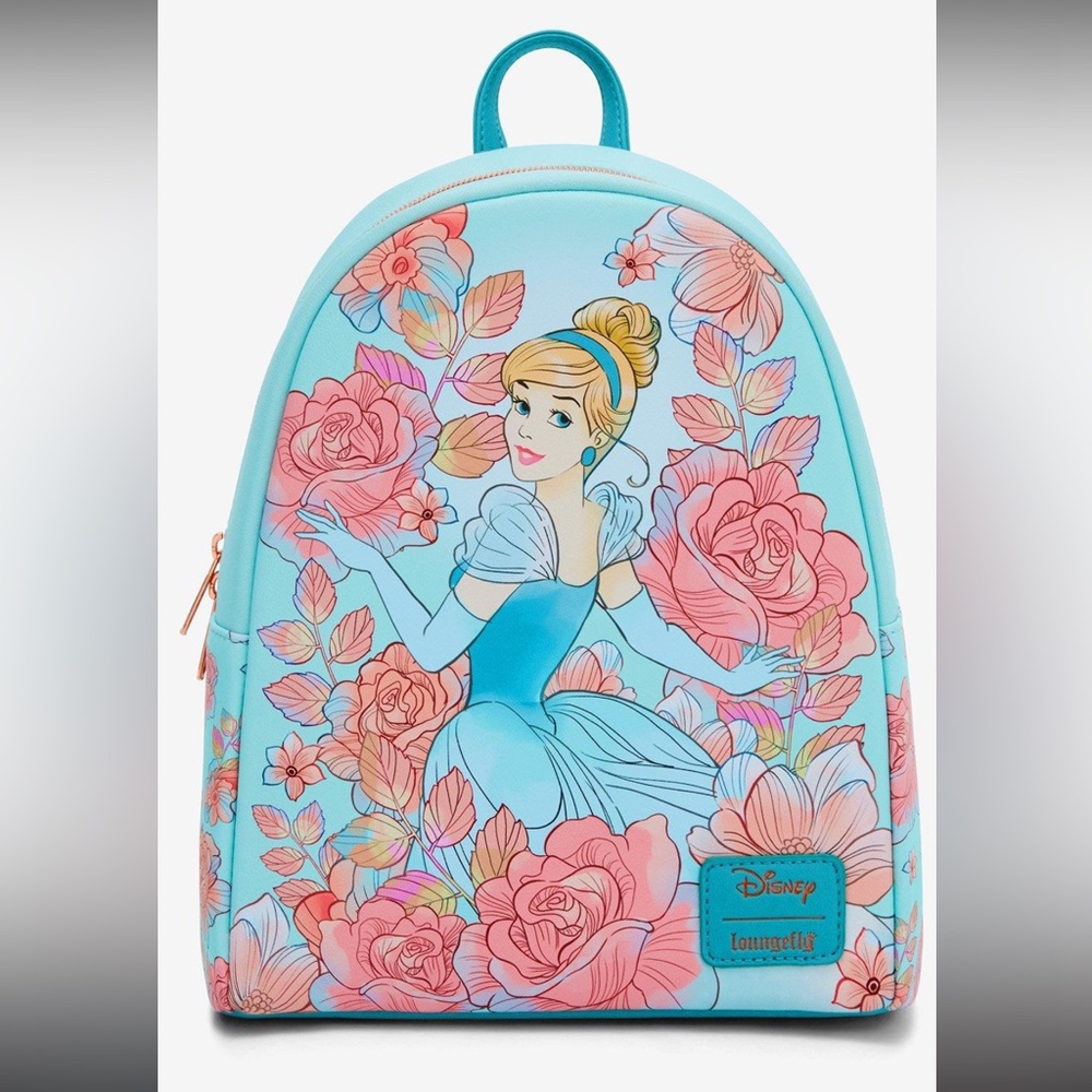 Loungefly Disney Cinderella Floral Blue Pink Mini Backpack